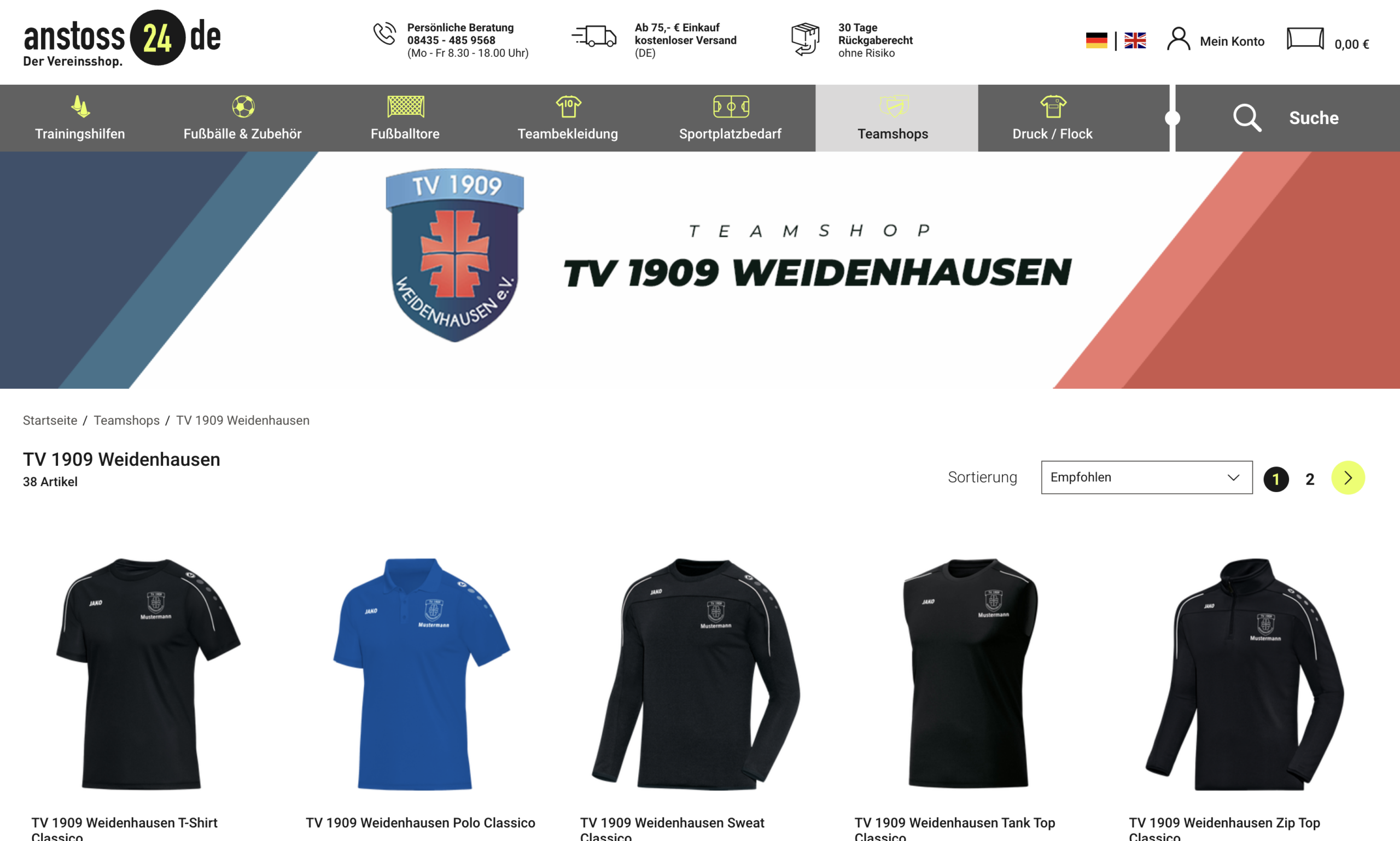 TV1909 Teamshop – Vereinskleidung einfach online bestellen